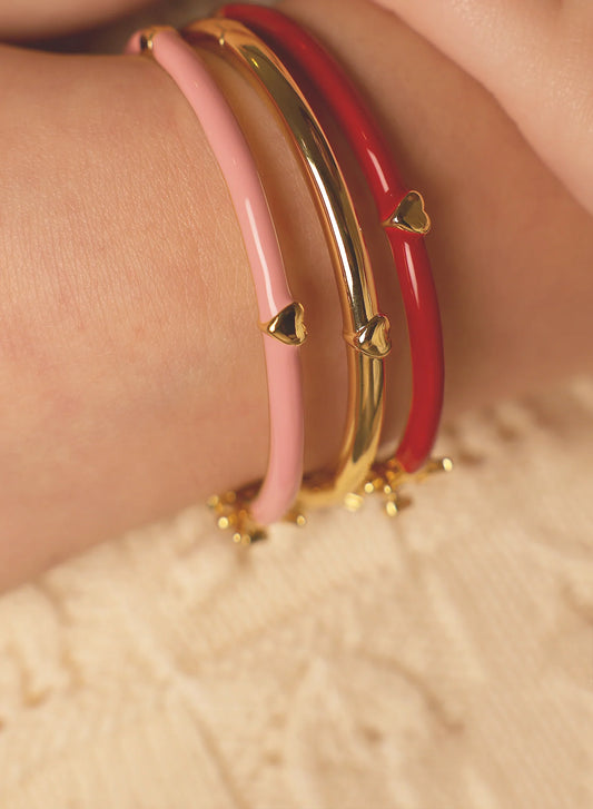 Red Bangle with Gold Heart