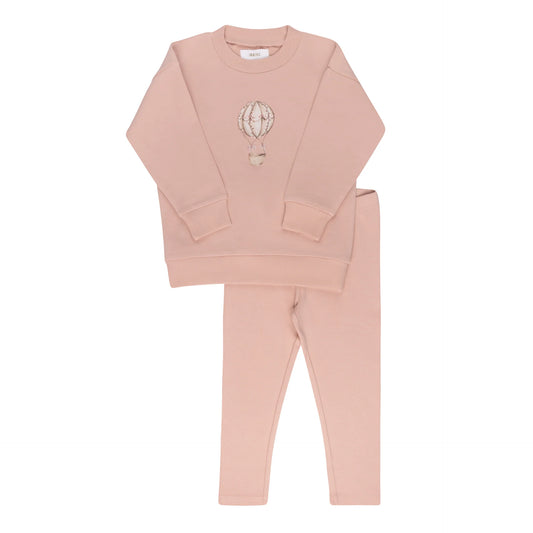 French Terry Hot Air Balloon Set in Pink