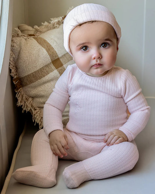 Mon Etoile Pointelle Layette Set in Light Pink