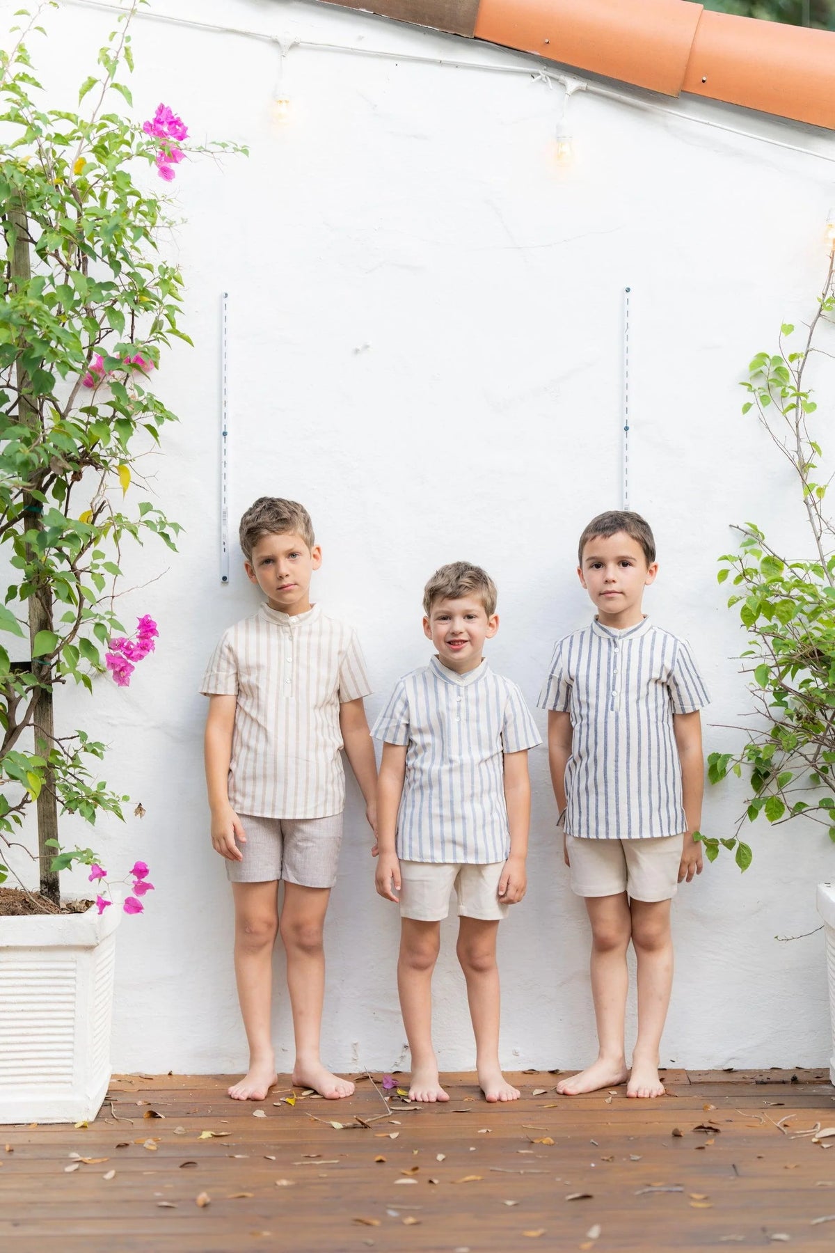 Pinstripe Boys Shirt in Sand