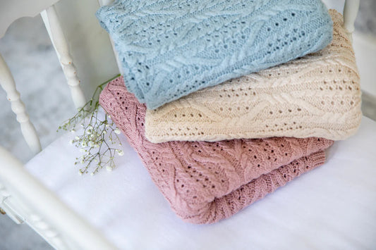 Knit Carriage Blanket in Blue