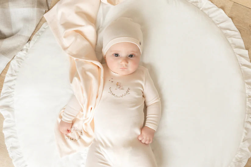 Baby Image Footie and Beanie in Champagne Pink