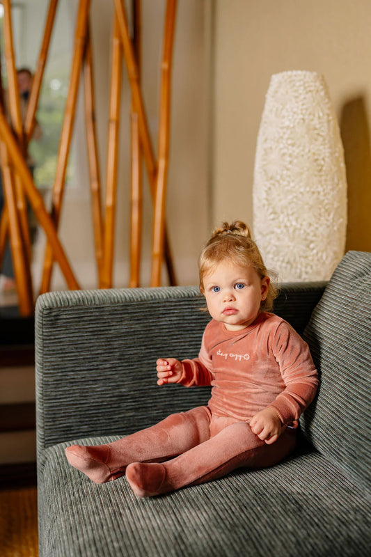 Stay Cozy Footie and Beanie in Rose