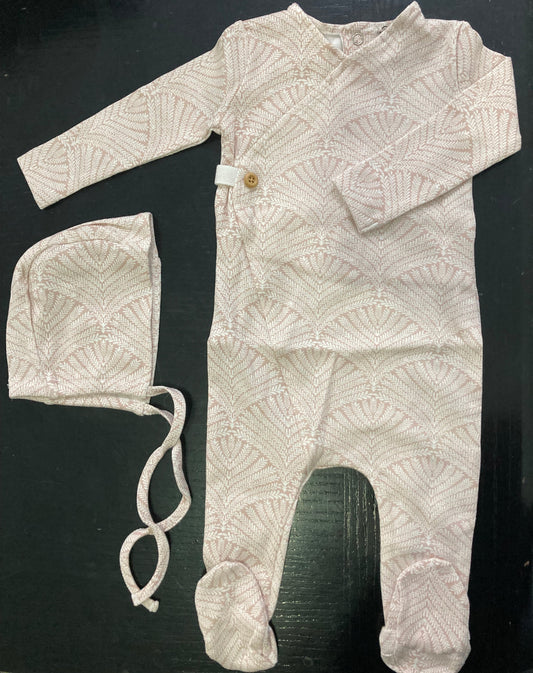 Print Wrap Footie Set in Rose