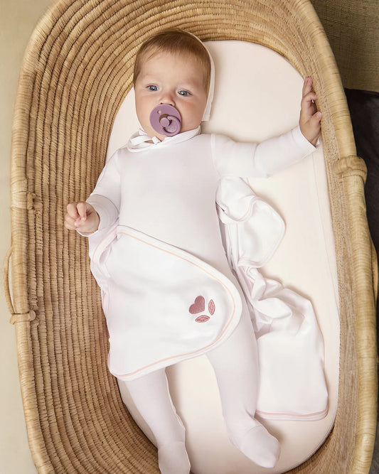 Embroidered Hearts Layette Set