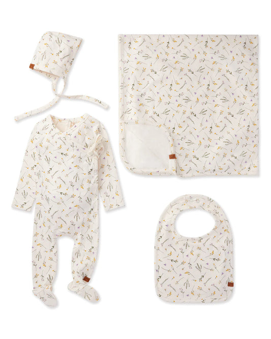 4 Piece "Pretty Petals" Pointelle Layette Set (6m)