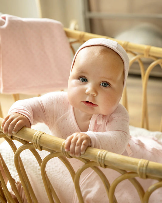 Little Hearts Pointelle Layette Set in Light Pink (3m)
