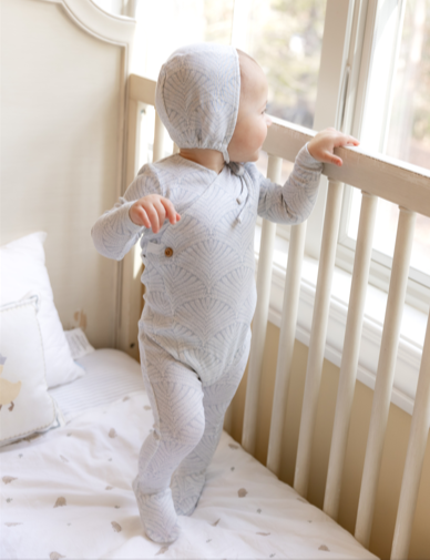 Print Wrap Footie Set in Steel Blue