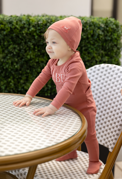 Bebe Ditsy Footie and Beanie in Petal