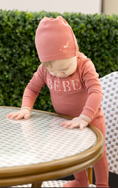 Bebe Ditsy Footie and Beanie in Petal