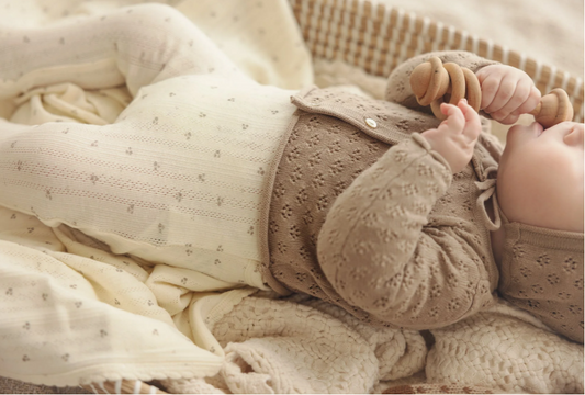 Knit Pointelle Cardigan in Taupe