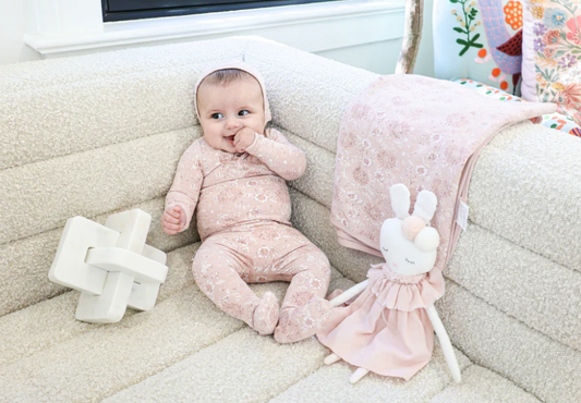 Soft Roses Layette Set in Mauve