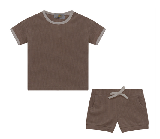 Lux Ribbed Set in Beige