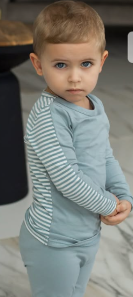 Striped Back Pajamas in Pale Blue