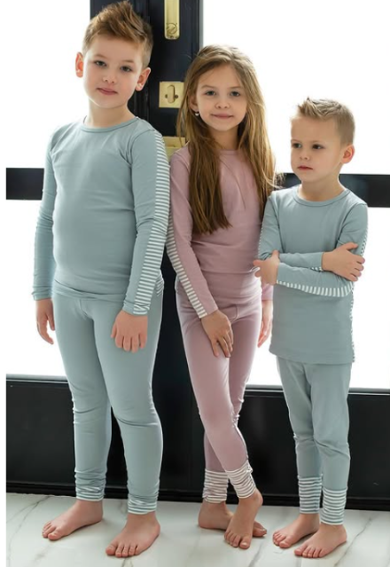 Striped Back Pajamas in Pale Blue