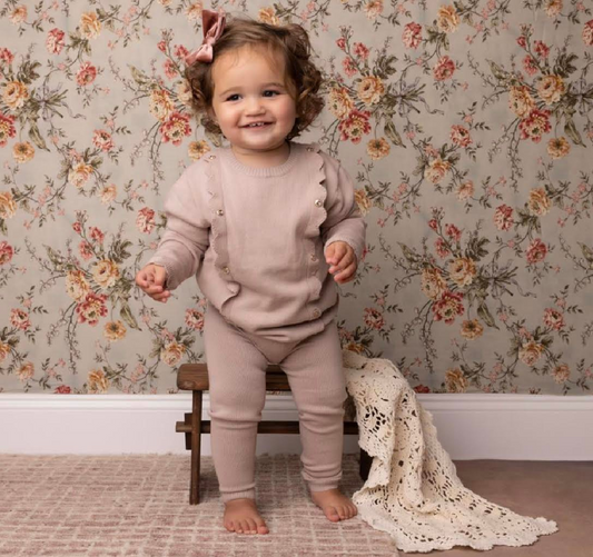 Scalloped Knit Set in Mauve