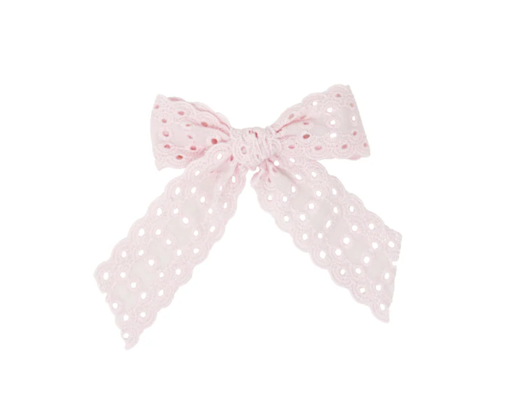 Cutwork Lace Eyelet Small Bow Clip