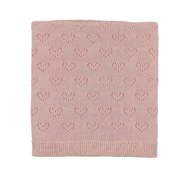 Peach Dust Heart Pointelle Knit Blanket
