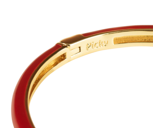Deep Red Bangle with Gold Bow