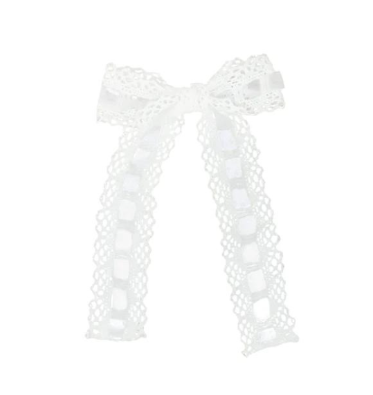 Sheer Lace Clip in White - Medium