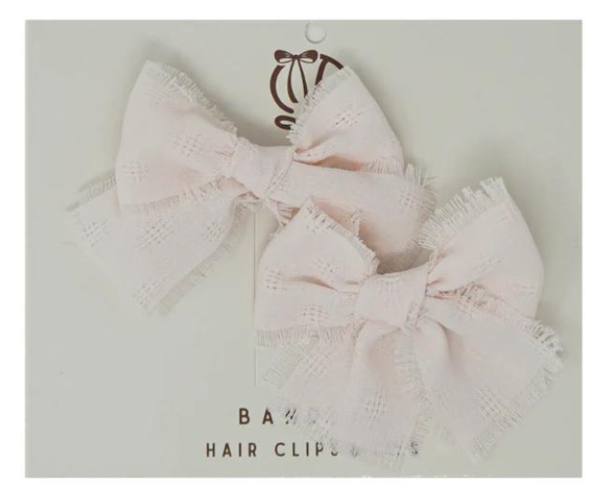 Frayed Edge Mini Clip Set in Pale Pink