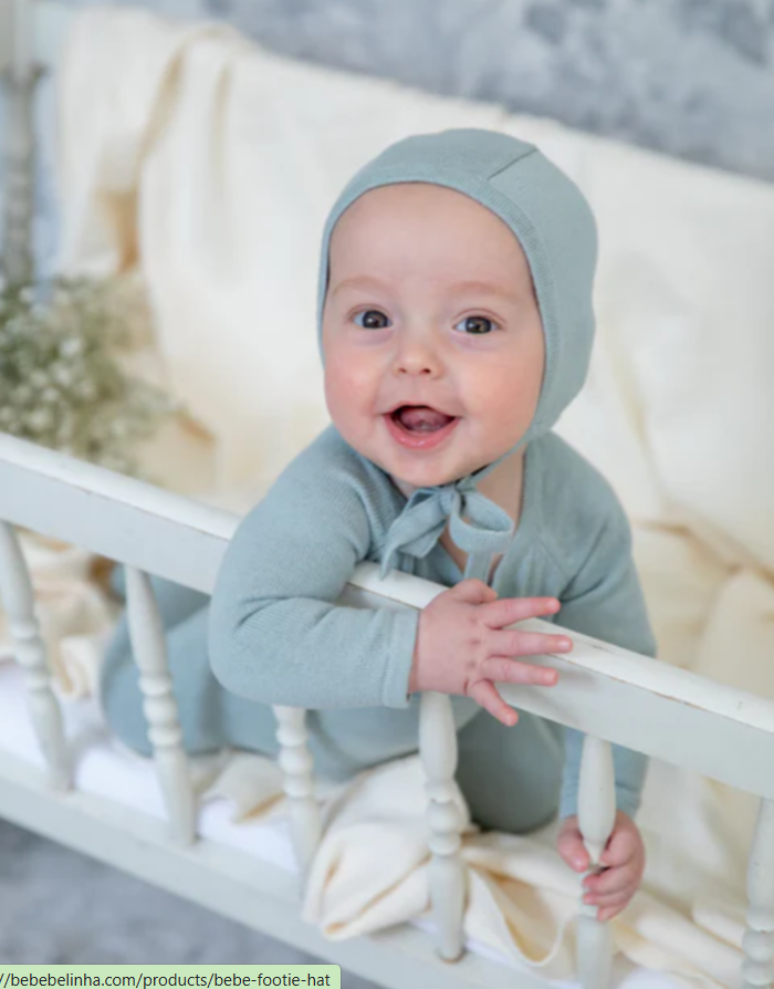 ‘Bebe’ Footie and Bonnet in Blue