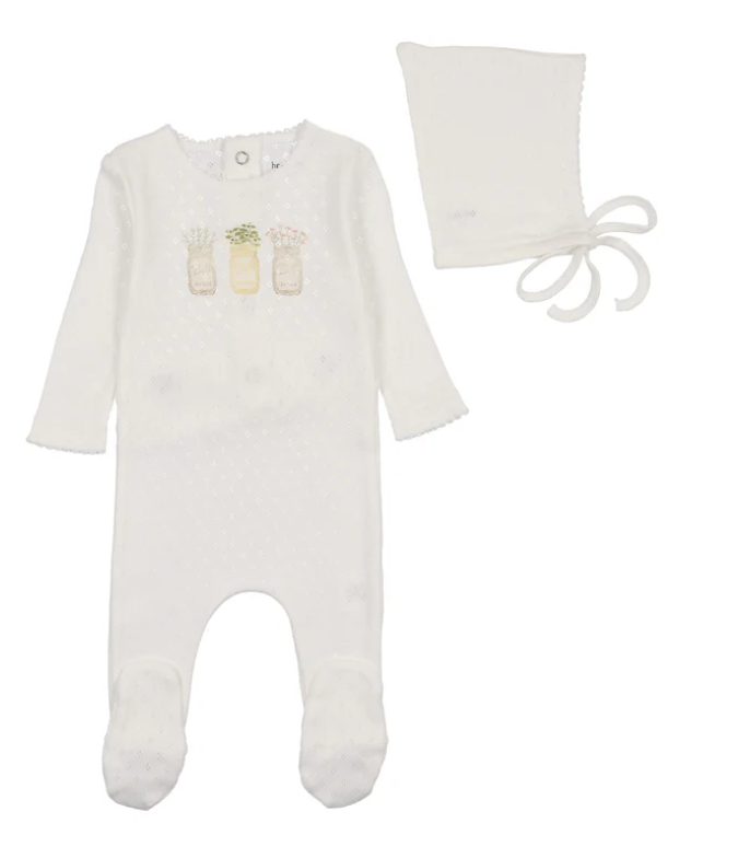 Girls Pointelle Mason Jars Footie Set