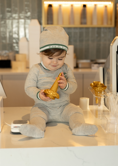 Modal Varsity Footie and Beanie in Thunder