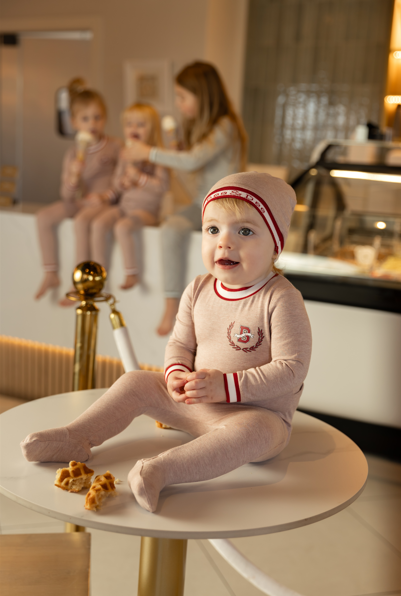 Modal Varsity Footie and Beanie in Flush