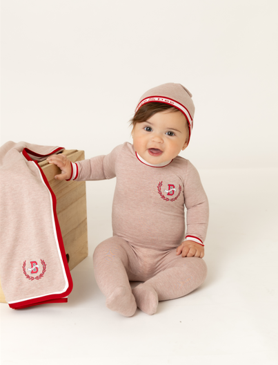 Modal Varsity Footie and Beanie in Flush