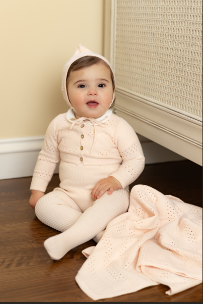 Mademoiselle Ensemble Layette Set in Pearly Pink