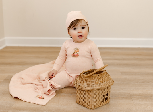 Vintage Image Footie and Beanie in Pina Colada