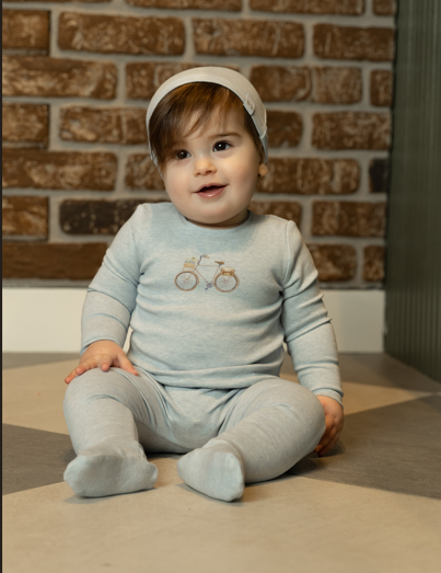 Vintage Image Footie and Beanie in Feather