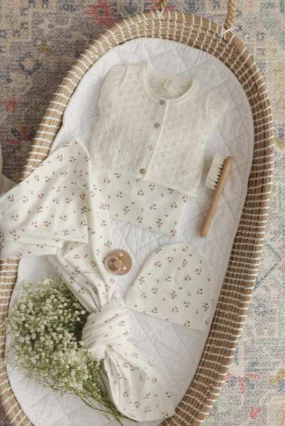 Knit Pointelle Cardigan in Winter White