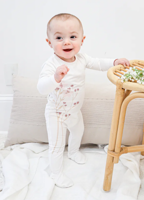 Blooming Bouquet Footie and Beanie in Ivory