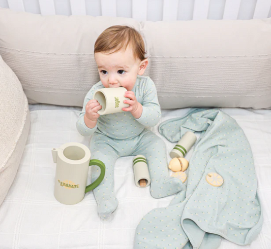 Ribbed Pineapple Footie and Beanie Set in Sage