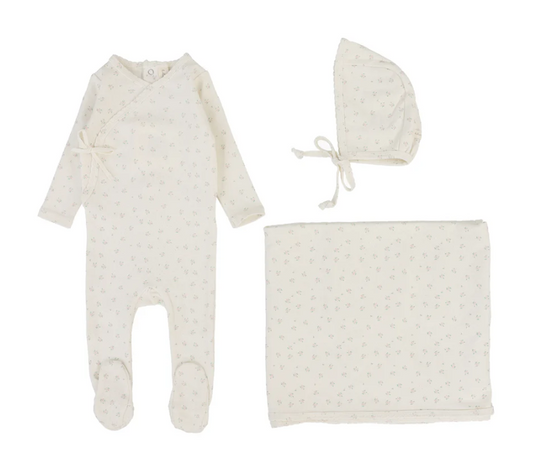 Lilette Bud Layette Set in Cream/Pink