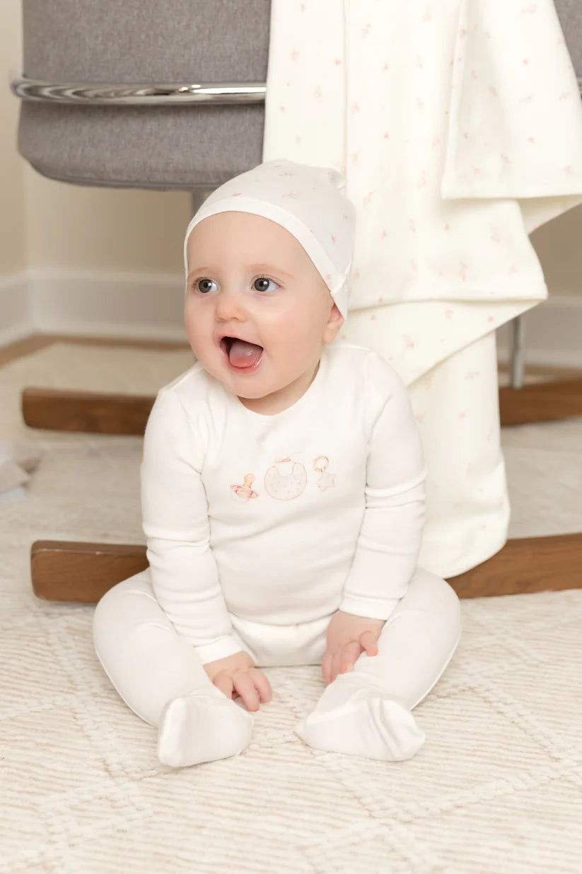 Baby Girls Watercolor Bib Footie and Beanie