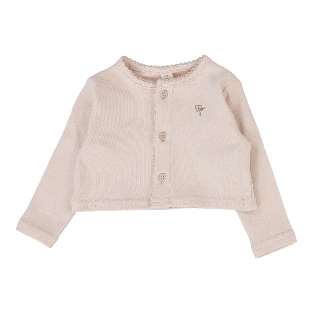 Embroidered Bud Cardigan in Soft Pink