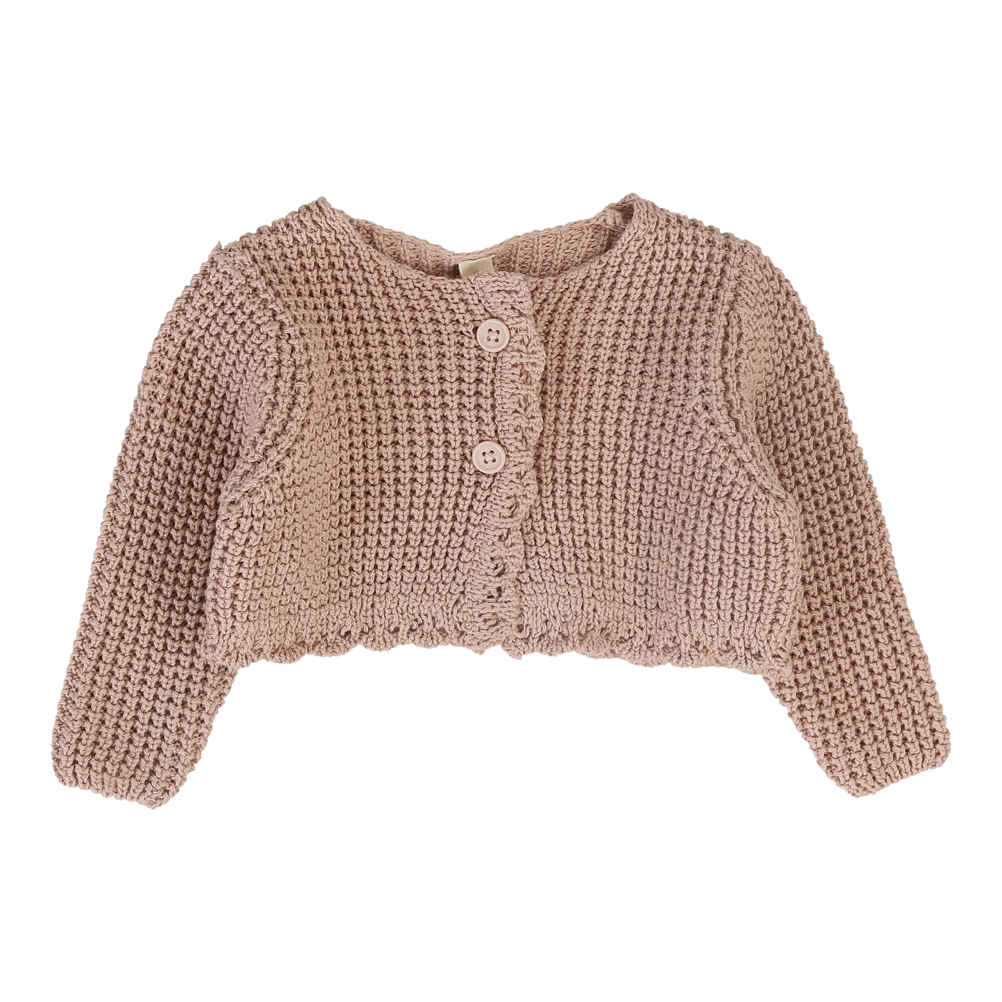 Lilette Dusty Pink Scallop Chunky Knit Shrug