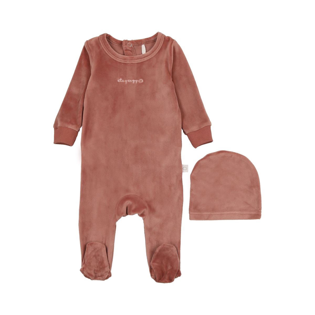 Stay Cozy Footie and Beanie in Rose