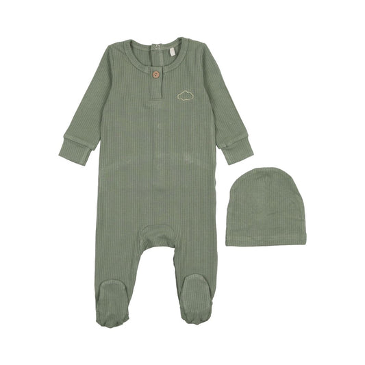 Henley Footie and Beanie in Sage