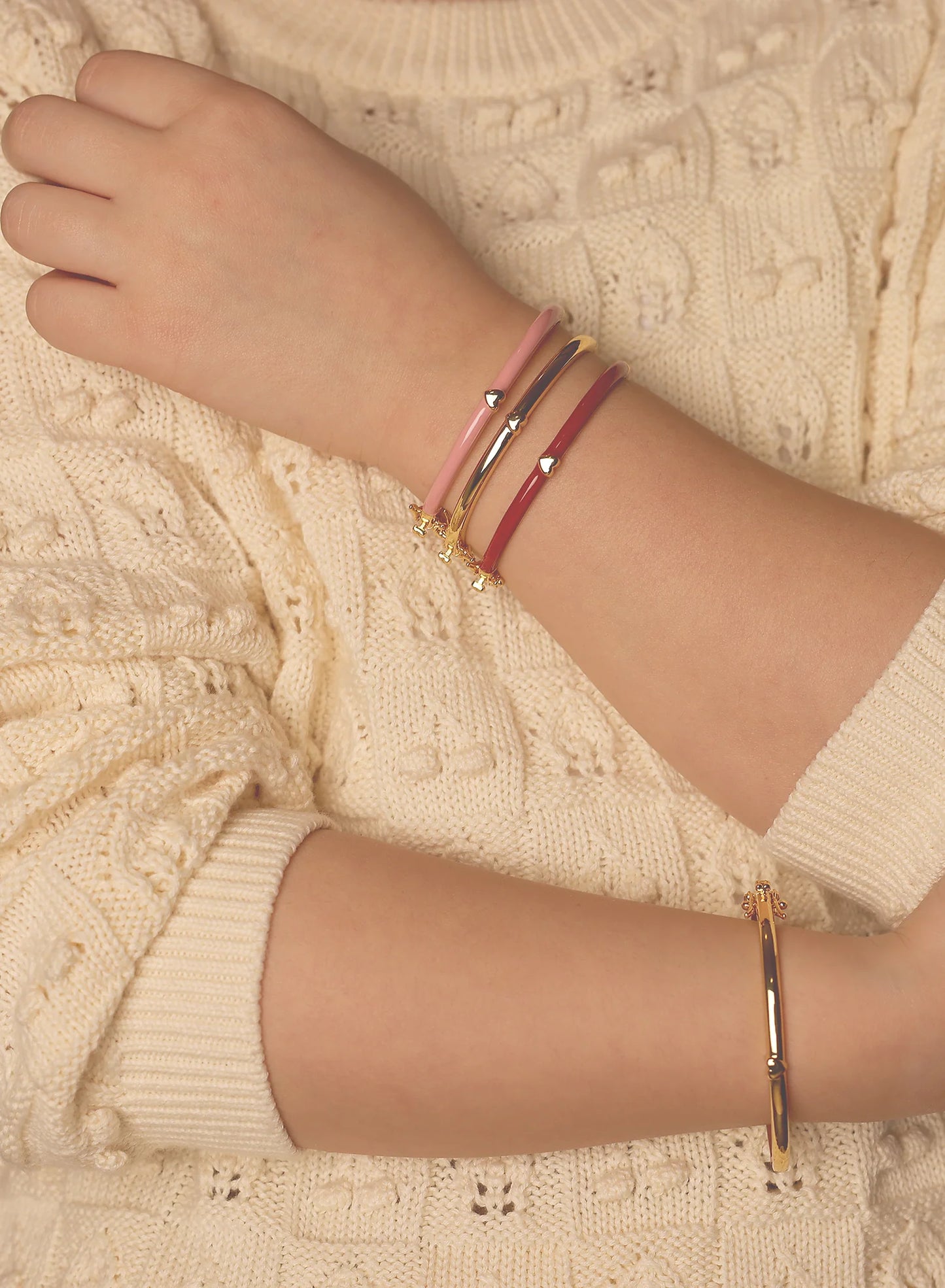 Red Bangle with Gold Heart