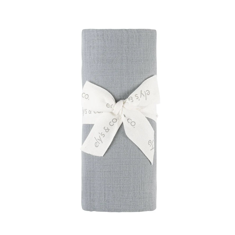 Blue Muslin Swaddle with Scalloped Trim