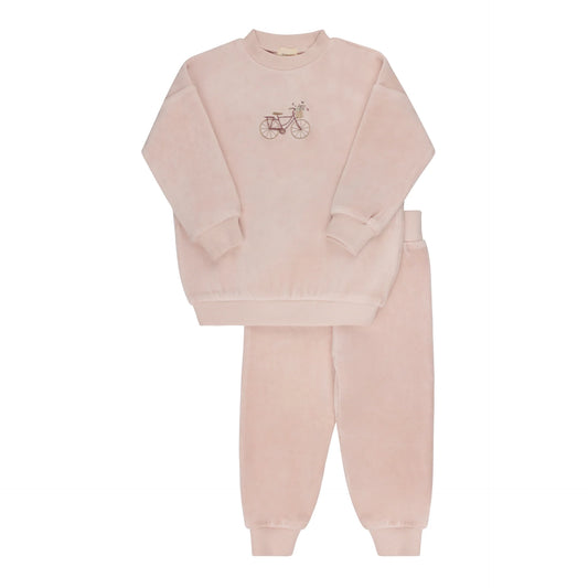 Velour Bicycle Tracksuit in Pink