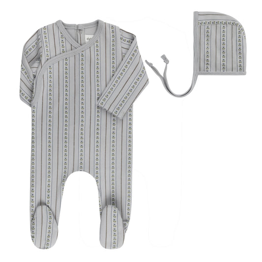 Linear Tulip Footie and Bonnet in Blue
