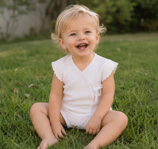 Scalloped Wrap Set In White - 18m