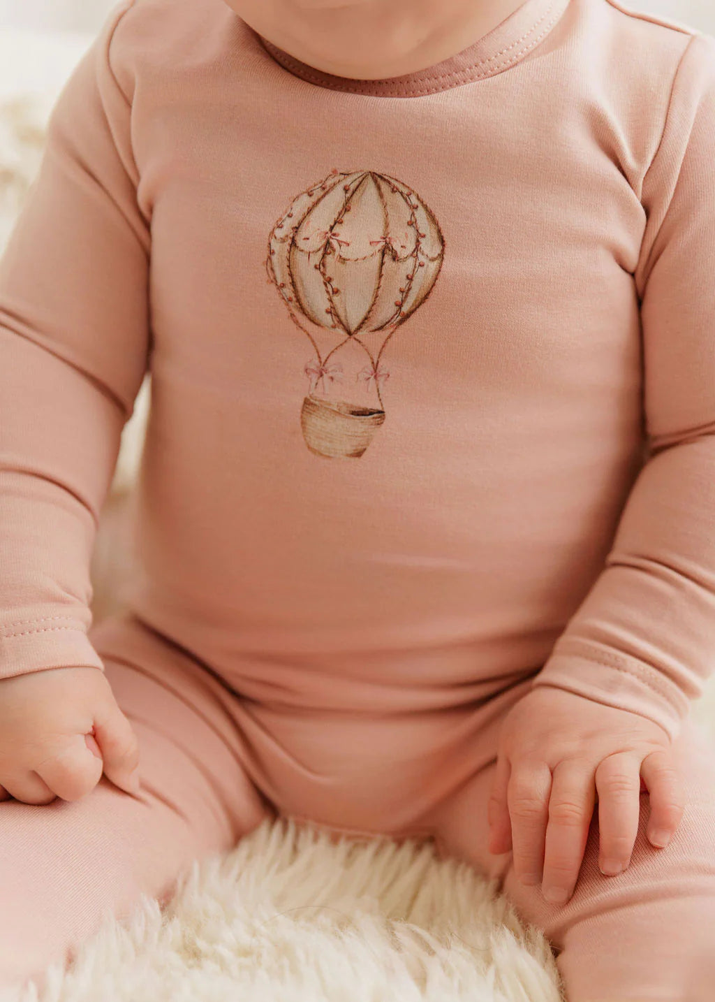 Hot Air Balloon Footie and Bonnet in Pink
