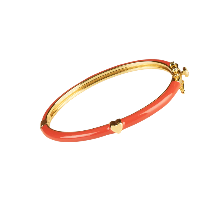 Red Bangle with Gold Heart