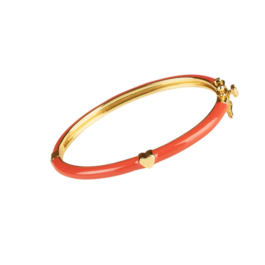 Red Bangle with Gold Heart